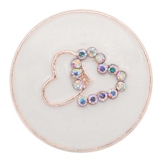 20MM love snap rose gold Plated with white Enamel and Rhinestone charms KC9363 snaps jewerly