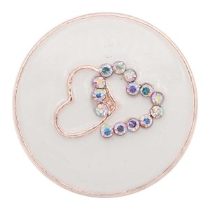 20MM love snap rose gold Plated with white Enamel and Rhinestone charms KC9363 snaps jewerly