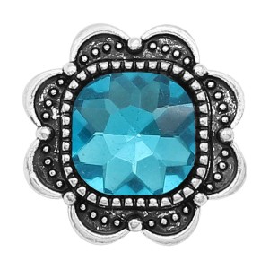 20MM design snap Silver Plated with blue Rhinestone charms KC9376 snaps jewerly
