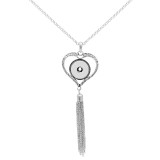 love pendant loveheart Necklace with rhinestones and Tassels 80cm chain KC0486 fit 20MM chunks snaps jewelry