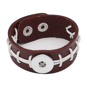 Baseball brown leather Snap bracelets KC0557 fit 20mm snaps chunks 1 button