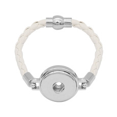 White Leather Snap bracelets KC0536  fit 20mm snaps chunks 1 button
