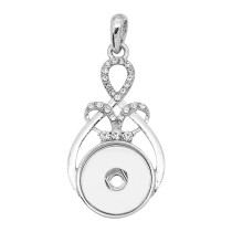 snap sliver Pendant with Rhinestone fit 20MM snaps style jewelry KC0495