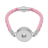 Pink Leather Snap bracelets KC0538  fit 20mm snaps chunks 1 button