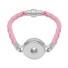 Pink Leather Snap bracelets KC0538  fit 20mm snaps chunks 1 button
