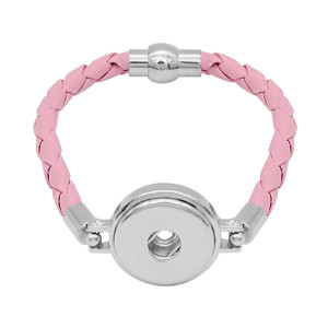 Pink Leather Snap bracelets KC0538  fit 20mm snaps chunks 1 button