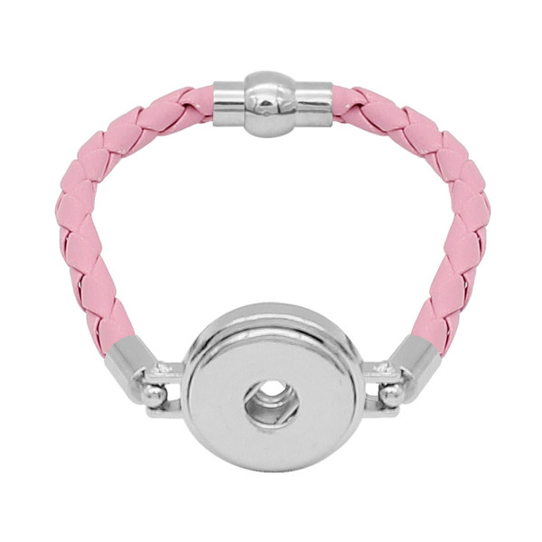 Pink Leather Snap bracelets KC0538  fit 20mm snaps chunks 1 button