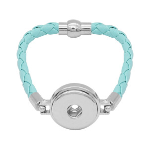 Blue Leather Snap bracelets KC0540 fit 20mm snaps chunks 1 button