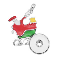 snap sliver Christmas enamel Pendant fit 20MM snaps style jewelry KC0489