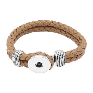 Brown Leather Snap bracelets KC0547  fit 20mm snaps chunks 1 button