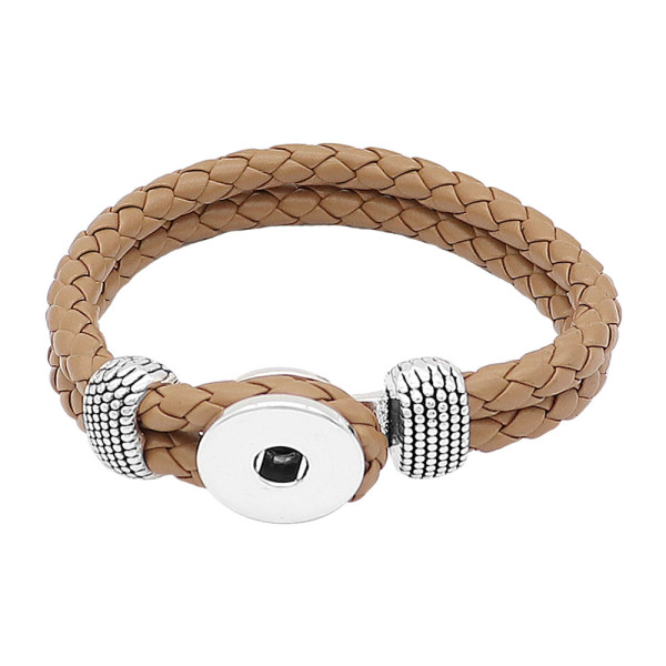 Brown Leather Snap bracelets KC0547  fit 20mm snaps chunks 1 button
