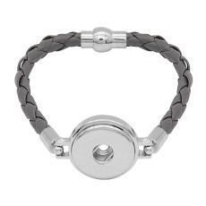 Gray Leather Snap bracelets KC0537  fit 20mm snaps chunks 1 button