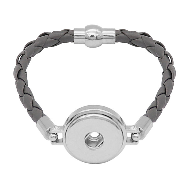 Gray Leather Snap bracelets KC0537  fit 20mm snaps chunks 1 button