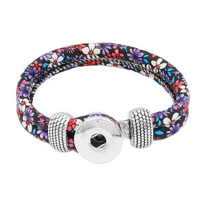 Multicolour purple leather Snap bracelets KC0554 fit 20mm snaps chunks 1 button