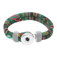 Multicolour cloth Snap bracelets KC0549 fit 20mm snaps chunks 1 button