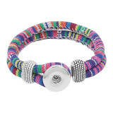 Multicolour cloth Snap bracelets KC0551 fit 20mm snaps chunks 1 button