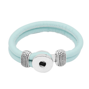 Blue Leather Snap bracelets KC0542 fit 20mm snaps chunks 1 button