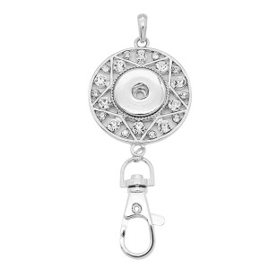 snap sliver Pendant with Rhinestone fit 20MM snaps style jewelry KC0492