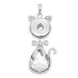 snap sliver Pendant with Rhinestone fit 20MM snaps style jewelry KD0302