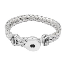 Silver  Leather Snap bracelets KC0546  fit 20mm snaps chunks 1 button