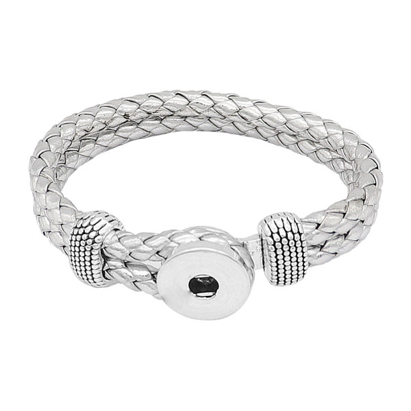 Silver  Leather Snap bracelets KC0546  fit 20mm snaps chunks 1 button