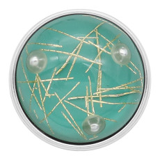20MM green design snap Silver Plated with  thread and Pearl KC2215