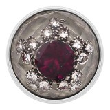 20MM  design snap Silver Plated with red Rhinestone KC2223