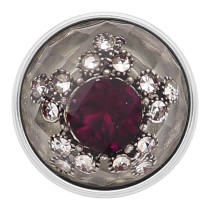 20MM  design snap Silver Plated with red Rhinestone KC2223