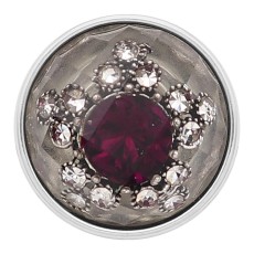 20MM  design snap Silver Plated with red Rhinestone KC2223