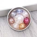 20MM round snap Silver Plated with Pearl KC2212  multicolor