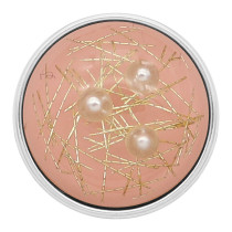 20MM orange design snap Silver Plated with  thread and Pearl KC2214