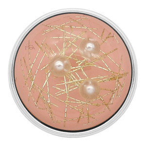 20MM orange design snap Silver Plated with  thread and Pearl KC2214