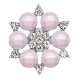 20MM snap silver Plated with purple Pearl and Rhinestone KC8255 