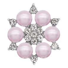 20MM snap silver Plated with purple Pearl and Rhinestone KC8255 