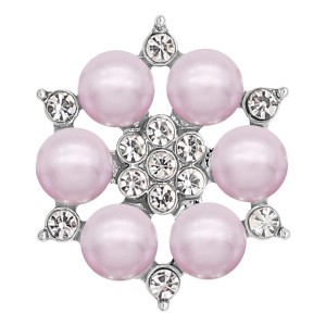 20MM snap silver Plated with purple Pearl and Rhinestone KC8255 