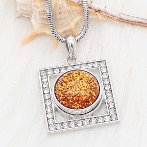 20MM design snap Silver Plated brown Glittering resin KC2225