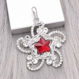 20MM star snap Silver Plated with red Rhinestone charms KC9382 snaps jewerly