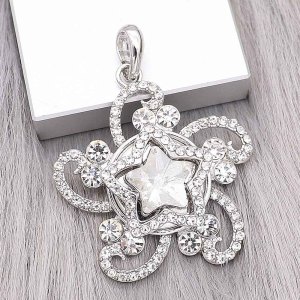 20MM star snap Silver Plated with white Rhinestone charms KC9387 snaps jewerly