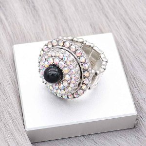 20MM design snap Silver Plated with black Rhinestone charms KC9374 snaps jewerly