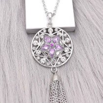 20MM star snap Silver Plated with purple Rhinestone charms KC9395 snaps jewerly