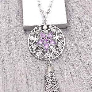 20MM star snap Silver Plated with purple Rhinestone charms KC9395 snaps jewerly