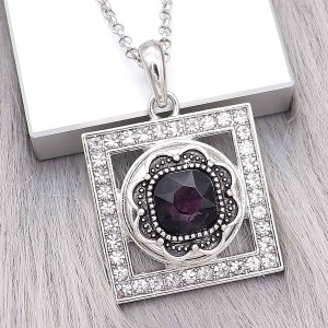 snap sliver Pendant with Rhinestone fit 20MM snaps style jewelry KC0499
