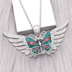 snap sliver Pendant with Rhinestone fit 20MM snaps style jewelry KC0494