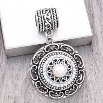 20MM pearl snap Silver Plated with white beads charms KC9393 snaps jewerly