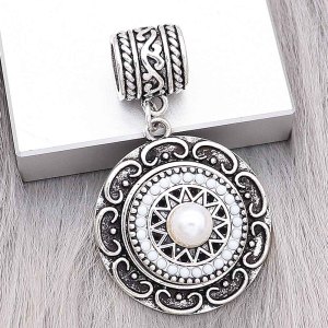 20MM pearl snap Silver Plated with white beads charms KC9393 snaps jewerly