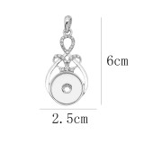 snap sliver Pendant with Rhinestone fit 20MM snaps style jewelry KC0495