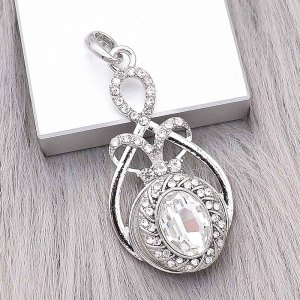 20MM design snap Silver Plated with white Rhinestone charms KC9375 snaps jewerly