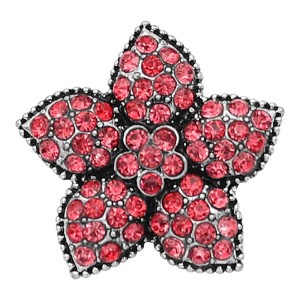 20MM Starfish snap Silver Plated with red Rhinestone charms KC9418 