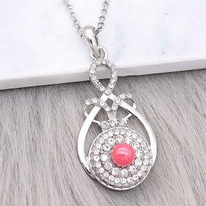 20MM snap sliver Plated with  rhinestones and pink pearl KC6600 snaps jewelry