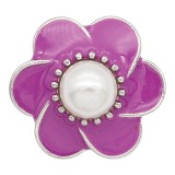 20MM flower snap sliver Plated with pearl and purple enamel KC6586 snaps jewelry